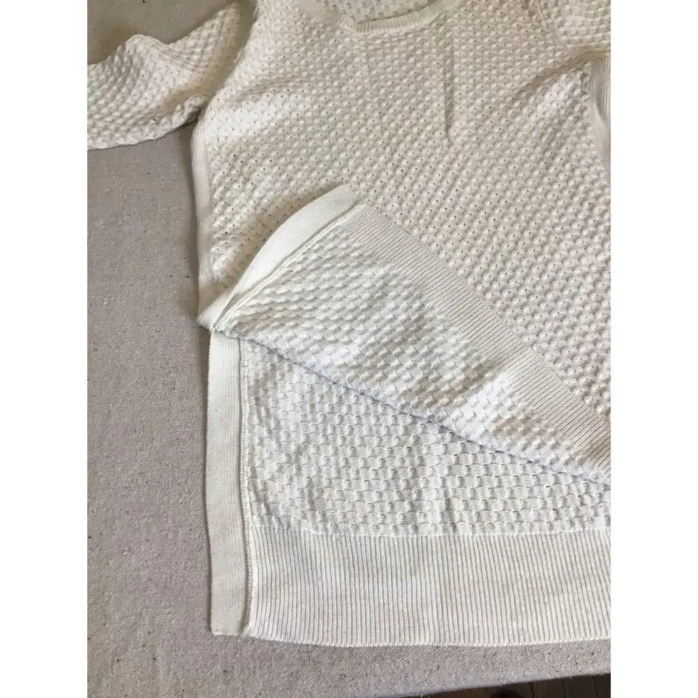 Athleta Honeycomb Cream Color Sweater Cozy Tunic, merino wool blend Sz Medium